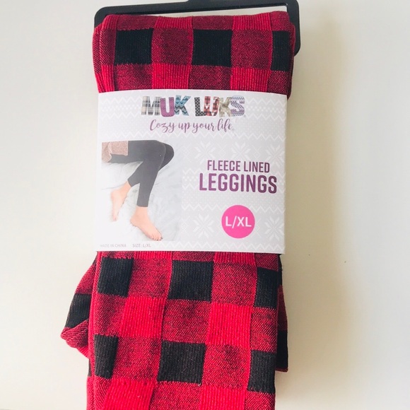 🍂DELETE ON 11/20🍂Red Black Buffalo Fleece Lined Legging - Picture 3 of 7